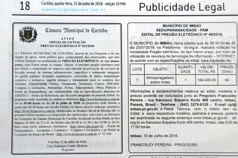 Câmara de Curitiba licita novo sistema de gestão pública