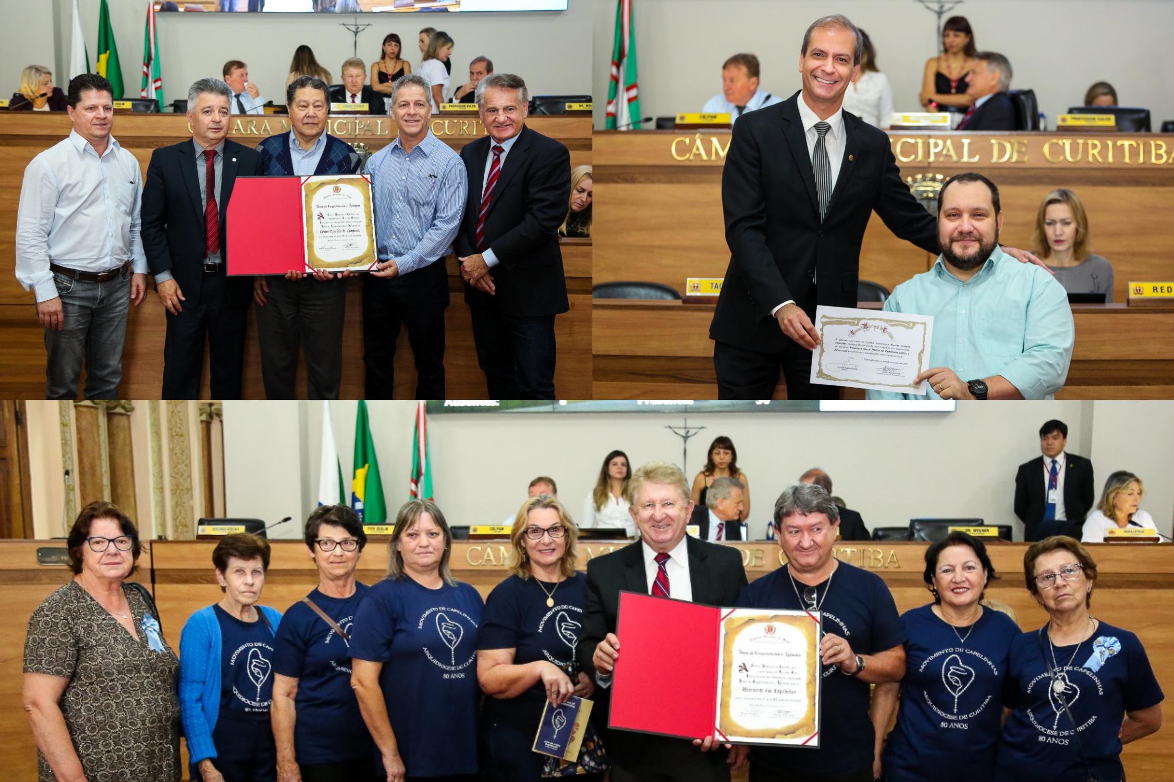 Homenageados Centro Camponez, atleta e Movimento das Capelinhas